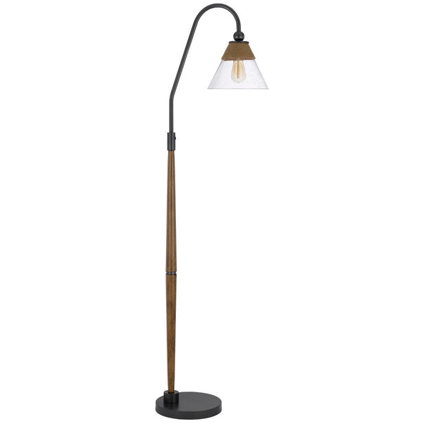 HomeRoots 71" Brown Traditional Floor Lamp with Clear Glass Shade - Elegant Lighting for Any Space 526327