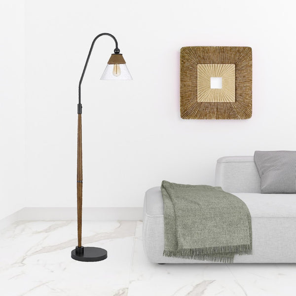 HomeRoots 71" Brown Traditional Floor Lamp with Clear Glass Shade - Elegant Lighting for Any Space 526327