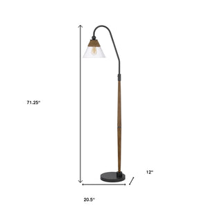 HomeRoots 71" Brown Traditional Floor Lamp with Clear Glass Shade - Elegant Lighting for Any Space 526327