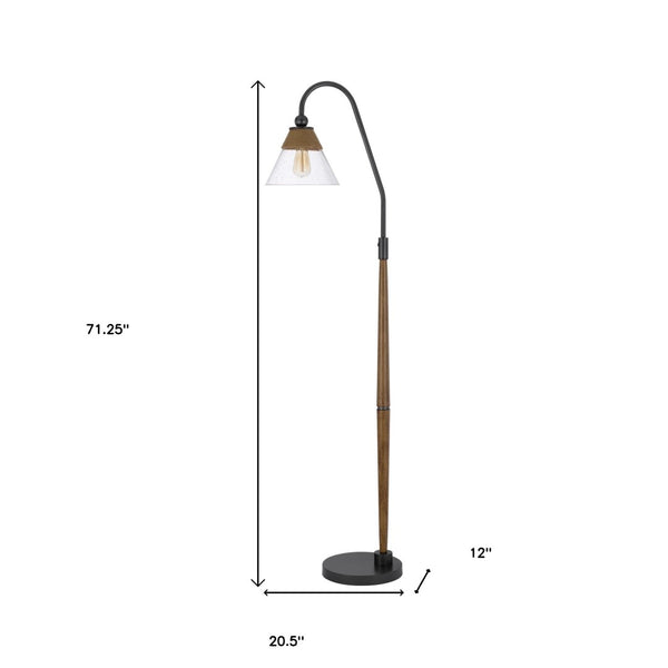 HomeRoots 71" Brown Traditional Floor Lamp with Clear Glass Shade - Elegant Lighting for Any Space 526327