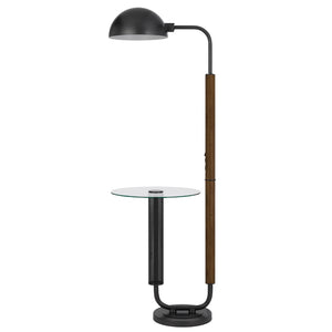 HomeRoots 63" Brown Tray Table Floor Lamp with Elegant Bronze Glass Shade - Stylish & Functional Lighting Solution 526328