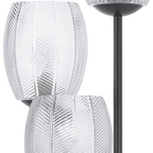 Homeroots 71" Black Three Light Traditional Shaped Floor Lamp With Clear Transparent Glass Novelty Shade  Metal 526329