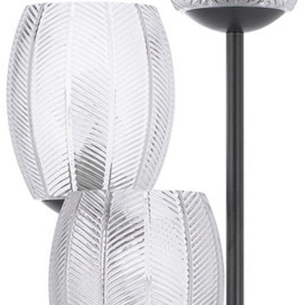 Homeroots 71" Black Three Light Traditional Shaped Floor Lamp With Clear Transparent Glass Novelty Shade  Metal 526329