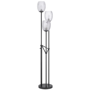 Homeroots 71" Black Three Light Traditional Shaped Floor Lamp With Clear Transparent Glass Novelty Shade  Metal 526329