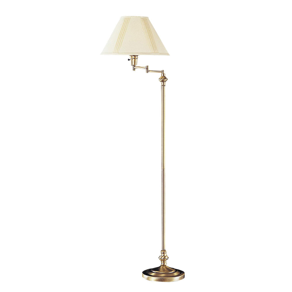 Homeroots 59" Bronze Swing Arm Floor Lamp With Beige Empire Shade  Metal 526330