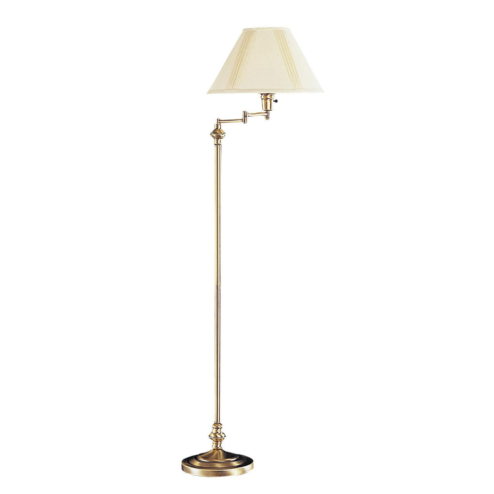 Homeroots 59" Bronze Swing Arm Floor Lamp With Beige Empire Shade  Metal 526330