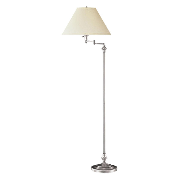 Homeroots 59" Nickel Swing Arm Floor Lamp With Beige Fabric Empire Shade  Metal 526331