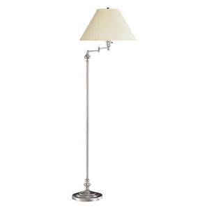 Homeroots 59" Nickel Swing Arm Floor Lamp With Beige Fabric Empire Shade  Metal 526331