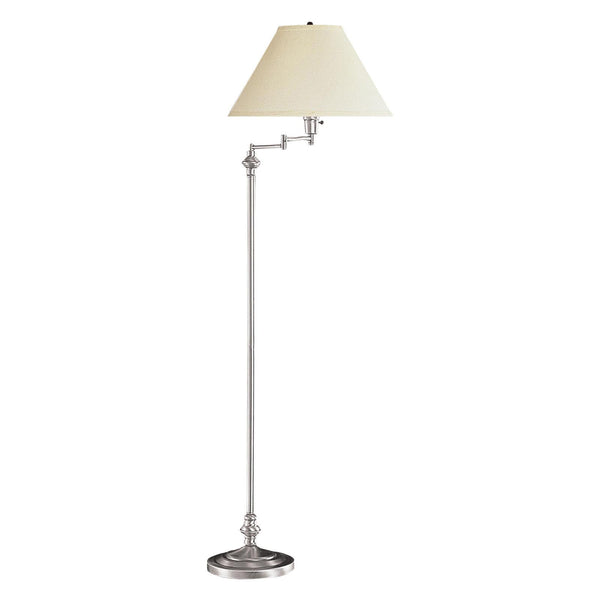 Homeroots 59" Nickel Swing Arm Floor Lamp With Beige Fabric Empire Shade  Metal 526331