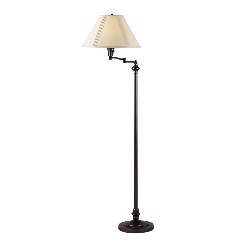 HomeRoots 59" Bronze Swing Arm Floor Lamp - Adjustable Lighting, Elegant Beige Shade for Cozy Reading Nook 526332