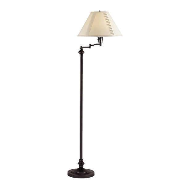 Homeroots 59" Bronze Swing Arm Floor Lamp With Beige Empire Shade  Metal 526332