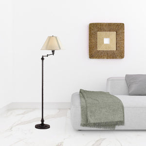 Homeroots 59" Bronze Swing Arm Floor Lamp With Beige Empire Shade  Metal 526332