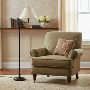 HomeRoots 59" Bronze Swing Arm Floor Lamp - Adjustable Lighting, Elegant Beige Shade for Cozy Reading Nook 526332
