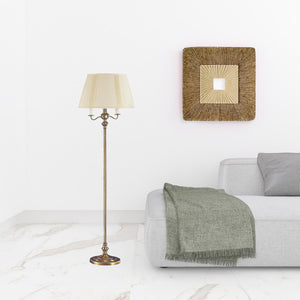 HomeRoots 60" Bronze Four-Light Traditional Floor Lamp with Beige Shade for Elegant Ambient Lighting 526333