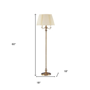 HomeRoots 60" Bronze Four-Light Traditional Floor Lamp with Beige Shade for Elegant Ambient Lighting 526333