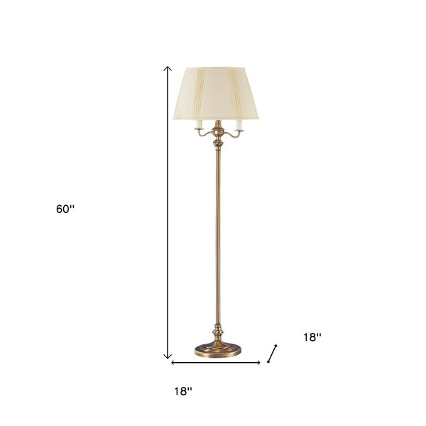 HomeRoots 60" Bronze Four-Light Traditional Floor Lamp with Beige Shade for Elegant Ambient Lighting 526333