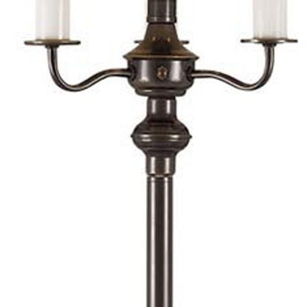 Homeroots 60" Bronze Four Light Traditional Shaped Floor Lamp With Beige Square Shade  Metal 526334