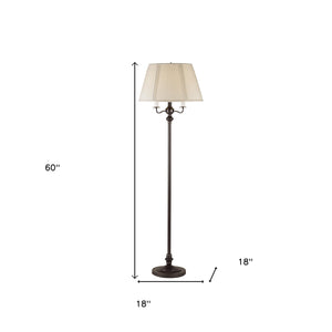 Homeroots 60" Bronze Four Light Traditional Shaped Floor Lamp With Beige Square Shade  Metal 526334
