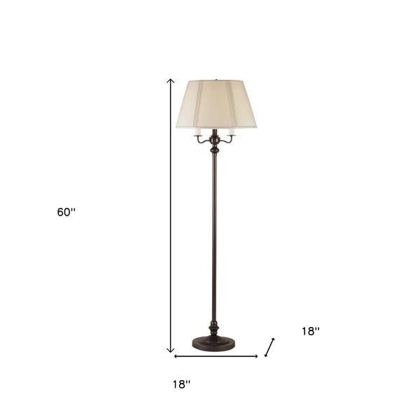 Homeroots 60" Bronze Four Light Traditional Shaped Floor Lamp With Beige Square Shade  Metal 526334