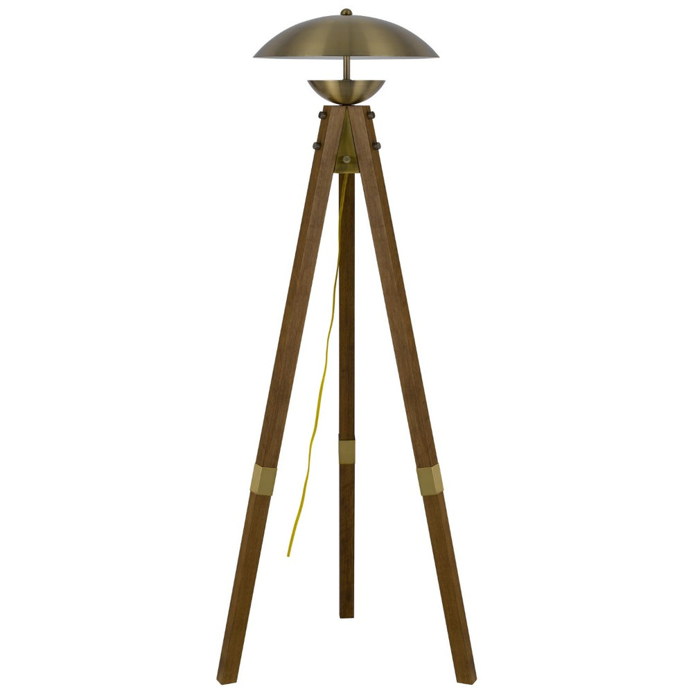 HomeRoots 55" Brass Tripod Floor Lamp – Modern Industrial Style with Antiqued Dome Shade for Stylish Lighting 526335