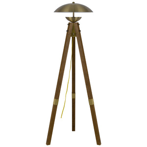 Homeroots 55" Brass Tripod Floor Lamp With Antiqued Brass Dome Shade  Metal 526335
