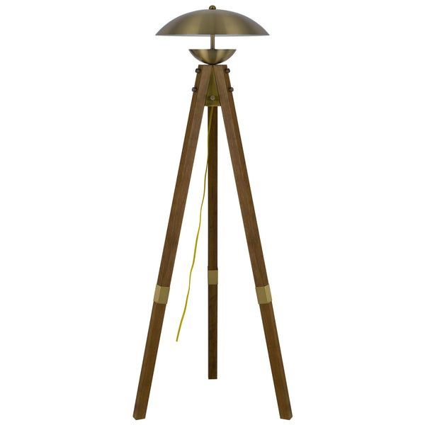 Homeroots 55" Brass Tripod Floor Lamp With Antiqued Brass Dome Shade  Metal 526335