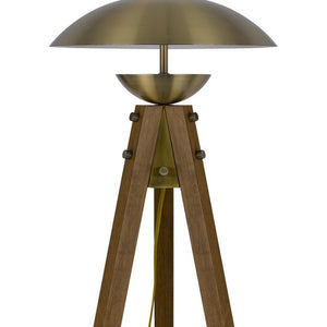 Homeroots 55" Brass Tripod Floor Lamp With Antiqued Brass Dome Shade  Metal 526335