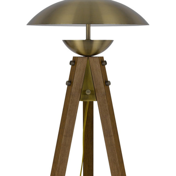Homeroots 55" Brass Tripod Floor Lamp With Antiqued Brass Dome Shade  Metal 526335