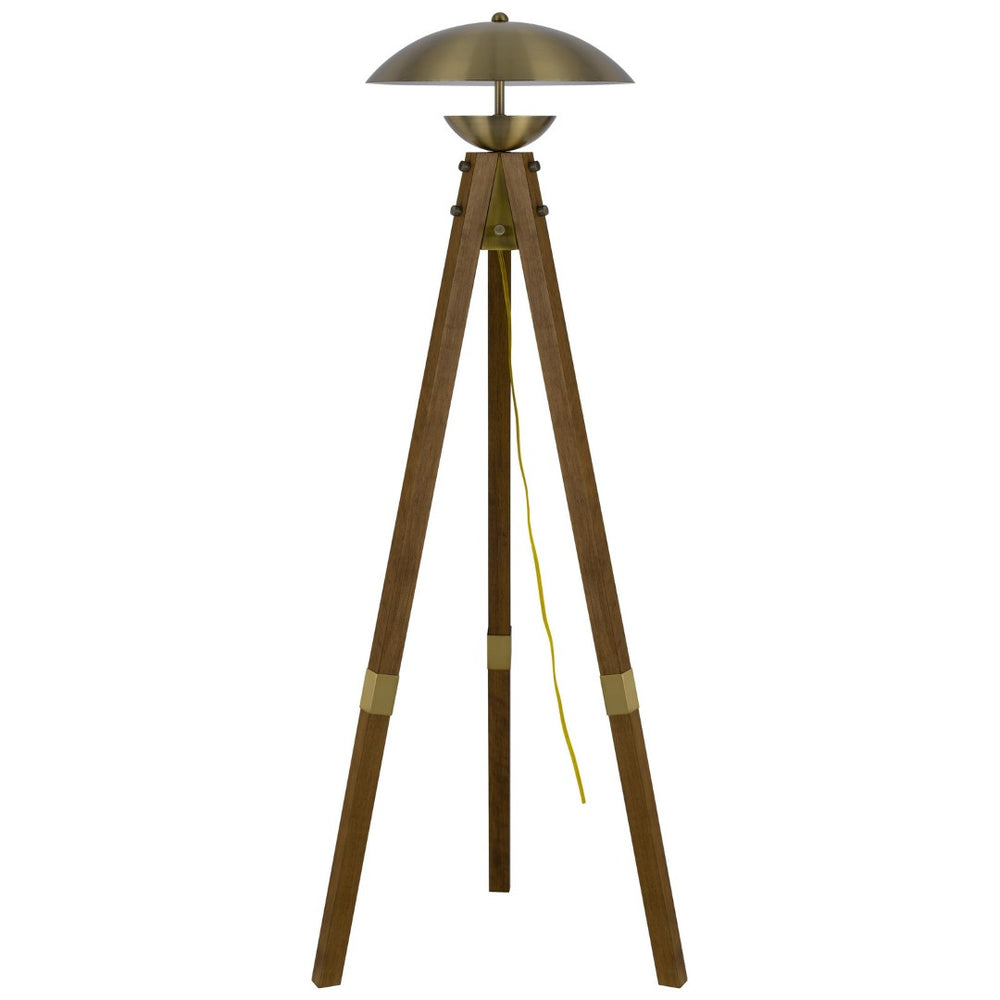 HomeRoots 55" Brass Tripod Floor Lamp – Modern Industrial Style with Antiqued Dome Shade for Stylish Lighting 526335