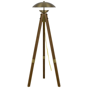 Homeroots 55" Brass Tripod Floor Lamp With Antiqued Brass Dome Shade  Metal 526335