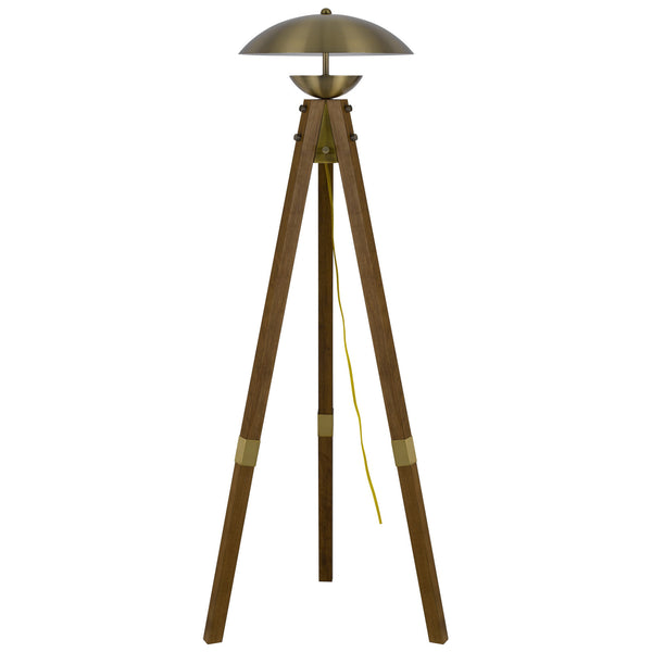 Homeroots 55" Brass Tripod Floor Lamp With Antiqued Brass Dome Shade  Metal 526335