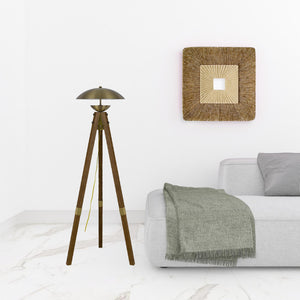 Homeroots 55" Brass Tripod Floor Lamp With Antiqued Brass Dome Shade  Metal 526335