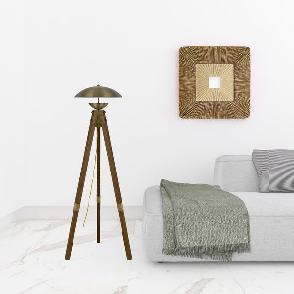 Homeroots 55" Brass Tripod Floor Lamp With Antiqued Brass Dome Shade  Metal 526335