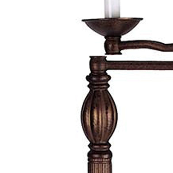 HomeRoots 62" Rusted Swing Arm Floor Lamp with Adjustable Champagne Shade for Cozy Reading & Elegant Décor 526338