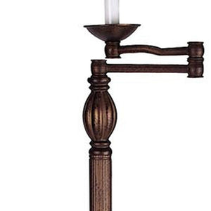 HomeRoots 62" Rusted Swing Arm Floor Lamp with Adjustable Champagne Shade for Cozy Reading & Elegant Décor 526338