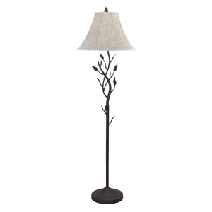 HomeRoots 62" Elegant Grey Traditional Floor Lamp with Brown Bell Shade – Perfect for Reading & Ambient Light 526339
