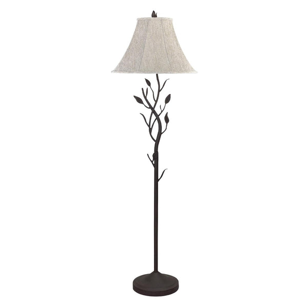 HomeRoots 62" Elegant Grey Traditional Floor Lamp with Brown Bell Shade – Perfect for Reading & Ambient Light 526339