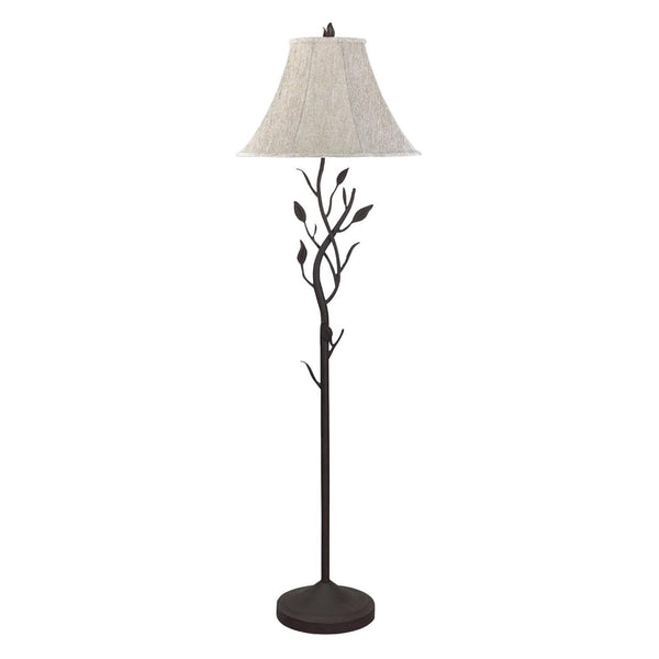 HomeRoots 62" Elegant Grey Traditional Floor Lamp with Brown Bell Shade – Perfect for Reading & Ambient Light 526339