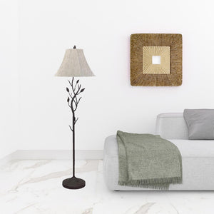 HomeRoots 62" Elegant Grey Traditional Floor Lamp with Brown Bell Shade – Perfect for Reading & Ambient Light 526339