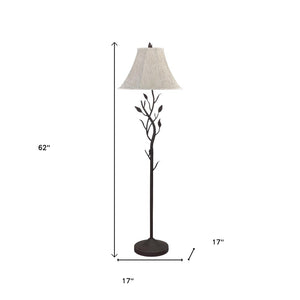 HomeRoots 62" Elegant Grey Traditional Floor Lamp with Brown Bell Shade – Perfect for Reading & Ambient Light 526339