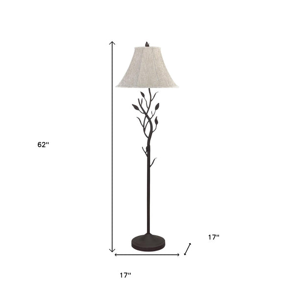 HomeRoots 62" Elegant Grey Traditional Floor Lamp with Brown Bell Shade – Perfect for Reading & Ambient Light 526339