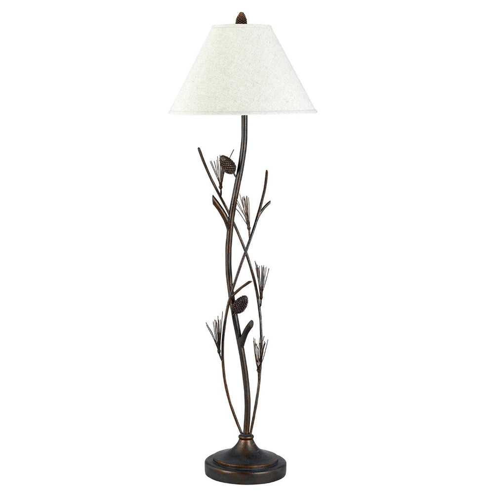HomeRoots 60" Rust Metal Floor Lamp - Elegant Brown Fabric Shade, 3-Way Switch, Ideal for Cozy Spaces 526341