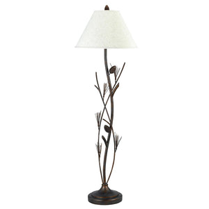 HomeRoots 60" Rust Metal Floor Lamp - Elegant Brown Fabric Shade, 3-Way Switch, Ideal for Cozy Spaces 526341