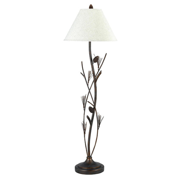 HomeRoots 60" Rust Metal Floor Lamp - Elegant Brown Fabric Shade, 3-Way Switch, Ideal for Cozy Spaces 526341