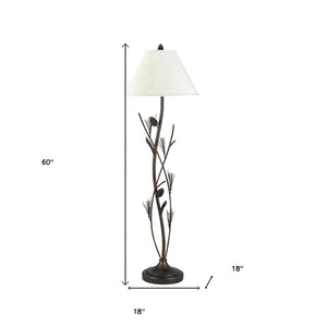 HomeRoots 60" Rust Metal Floor Lamp - Elegant Brown Fabric Shade, 3-Way Switch, Ideal for Cozy Spaces 526341
