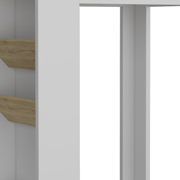 HomeRoots Set of Two Modern Oak and White Kitchen Island & Pantry Cabinet - Stylish Storage & Versatile Design 526343