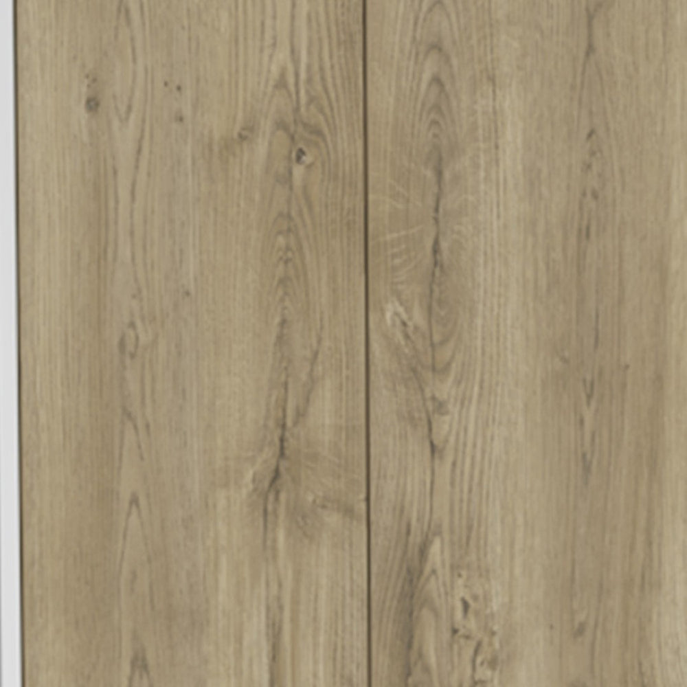 HomeRoots Set of Two Modern Oak and White Kitchen Island & Pantry Cabinet - Stylish Storage & Versatile Design 526343