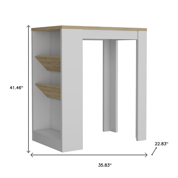 HomeRoots Set of Two Modern Oak and White Kitchen Island & Pantry Cabinet - Stylish Storage & Versatile Design 526343
