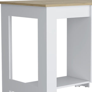 HomeRoots Set of Two Oak and White Wood Kitchen Island and Pantry Cabinet for Stylish, Organized Spaces 526344