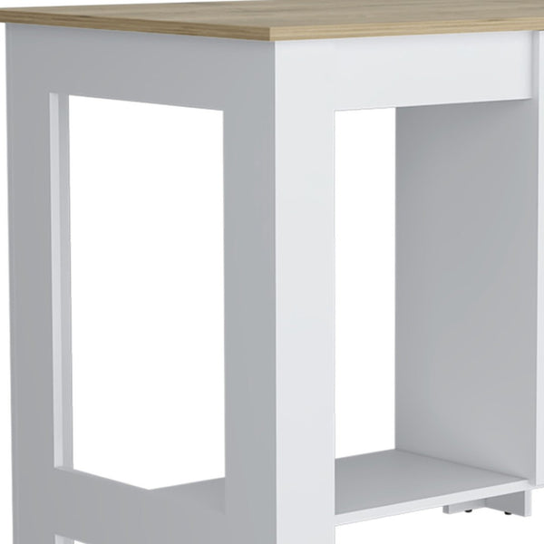 HomeRoots Set of Two Oak and White Wood Kitchen Island and Pantry Cabinet for Stylish, Organized Spaces 526344